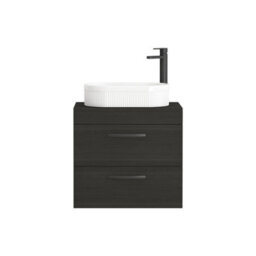 Royal Bathrooms Turin 500mm Wall Mounted Bathroom Vanity Unit With Sink 2 Drawer Hale Black & Lyon Countertop Basin - thumbnail 5