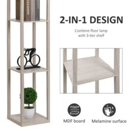 Homcom Floor Lamp Reading Lamp With 3-Tier Storage Shelf For Home Office Oak - thumbnail 4