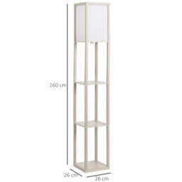 Homcom Floor Lamp Reading Lamp With 3-Tier Storage Shelf For Home Office Oak - thumbnail 3