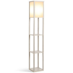 Homcom Floor Lamp Reading Lamp With 3-Tier Storage Shelf For Home Office Oak - thumbnail 2