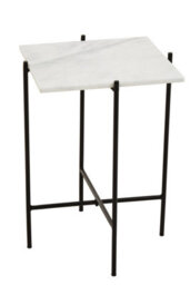 Orsina White Marble Side Table, End Table With Black Crisscross Base, Powder Coated Frame Side Table, Bedside Table - thumbnail 4