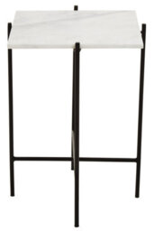 Orsina White Marble Side Table, End Table With Black Crisscross Base, Powder Coated Frame Side Table, Bedside Table - thumbnail 3