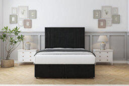 "Comfort The Foxy Black Plush Ottoman Bed With Mattress With 26"" Strutted Headboard 4' Small Double"