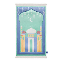 My Salah Mat Prayer Rug - Thick Large Padded Sajadah For Toddlers And Kids By Urban Rugs Uk Soft Islamic Mat - Aqua Mumbai Mosque - thumbnail 1