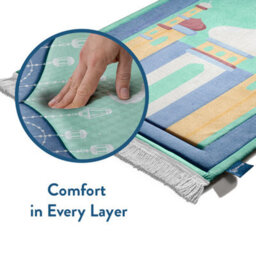 My Salah Mat Prayer Rug - Thick Large Padded Sajadah For Toddlers And Kids By Urban Rugs Uk Soft Islamic Mat - Aqua Mumbai Mosque - thumbnail 7