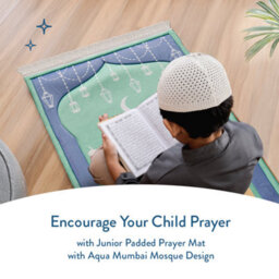 My Salah Mat Prayer Rug - Thick Large Padded Sajadah For Toddlers And Kids By Urban Rugs Uk Soft Islamic Mat - Aqua Mumbai Mosque - thumbnail 2