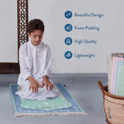 My Salah Mat Prayer Rug - Thick Large Padded Sajadah For Toddlers And Kids By Urban Rugs Uk Soft Islamic Mat - Aqua Mumbai Mosque - thumbnail 5