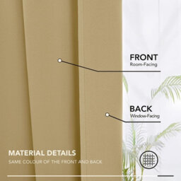 Ameha Plain Blackout Curtain Thick Thermal Insulated Pencil Pleat Cream Kitchen Curtains 46'' X 54'' Pair With 2X Tie Backs - thumbnail 5