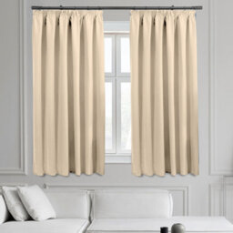 Ameha Plain Blackout Curtain Thick Thermal Insulated Pencil Pleat Cream Kitchen Curtains 46'' X 54'' Pair With 2X Tie Backs - thumbnail 2