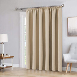 Ameha Plain Blackout Curtain Thick Thermal Insulated Pencil Pleat Cream Kitchen Curtains 46'' X 54'' Pair With 2X Tie Backs - thumbnail 9