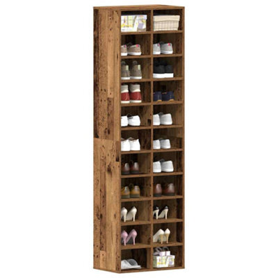Vidaxl Shoe Cabinet Old Wood 54X34X183 Cm Engineered Wood - image 1