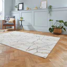 Ivory/gold Abstract Modern Luxurious Easy To Clean Rug For Living Room Bedroom And Dining Room-160Cm X 230Cm - thumbnail 2