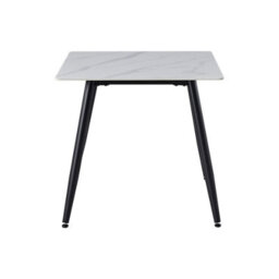 Urbn-Living Urbnliving 5Pcs White Matt Modern Ceramic Top Dining Table & Blue Velvet Chairs With Metal Legs - thumbnail 3