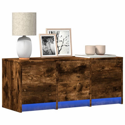 Berkfield Tv Cabinet With Led Smoked Oak 97X34X40 Cm Engineered Wood - image 1