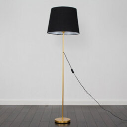 Valuelights Charles Gold Floor Lamp With Black Tapered Shade - thumbnail 4