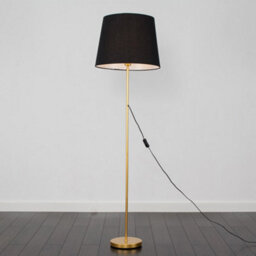 Valuelights Charles Gold Floor Lamp With Black Tapered Shade - thumbnail 2