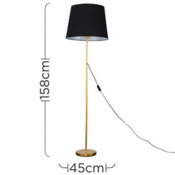 Valuelights Charles Gold Floor Lamp With Black Tapered Shade - thumbnail 7