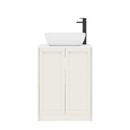 Royal Bathrooms Royal Bathroom Elmore 600mm Classic White Freestanding Bathroom Vanity Unit 2 Door Plain White Worktop With Elva Basin - thumbnail 7