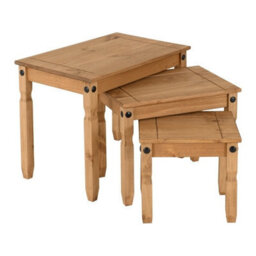 Seconique Corona 3 Table Nest In Distressed Waxed Pine Finish - thumbnail 6