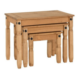 Seconique Corona 3 Table Nest In Distressed Waxed Pine Finish - thumbnail 3