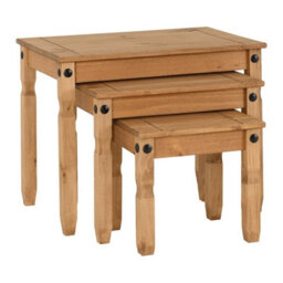 Seconique Corona 3 Table Nest In Distressed Waxed Pine Finish - thumbnail 2