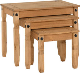 Seconique Corona 3 Table Nest In Distressed Waxed Pine Finish - thumbnail 1