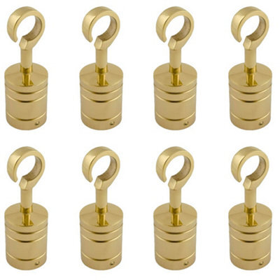 Ropeservices Uk 8 X 28mm Polished Brass Decking Rope Hook Fittings Fixings Barrier Set - image 1