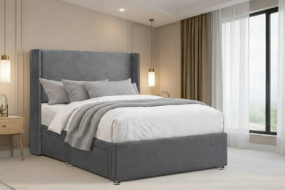 "Nexus Portofino Plush Divan, Steel, 54"" Winged Hb, No Drawers, Open Coil Mattress, Small Single" - image 1