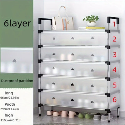 6 Tier Large Shoe Rack Stand Shoes Cabinet Storage Shelf Organiser Dustproof Uk - image 1