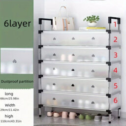 6 Tier Large Shoe Rack Stand Shoes Cabinet Storage Shelf Organiser Dustproof Uk - thumbnail 1