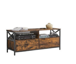 Modcraft Industrial Tv Stand For 55-Inch Tv - Cabinet With 2 Drawers & Open Storage Shelves - thumbnail 5