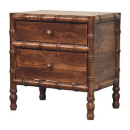 Artisan Furniture Solid Wood Bamboo Frame Nightstand In Roasted Almond With 2 Drawers - thumbnail 4
