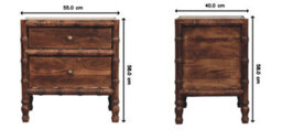Artisan Furniture Solid Wood Bamboo Frame Nightstand In Roasted Almond With 2 Drawers - thumbnail 8