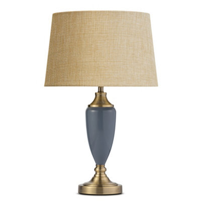 Lighting Supermarket Bailey Large Juniper Blue Table Lamp With Beige Linen Shade - image 1