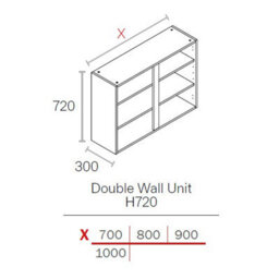 Wtc Premier Cab 700mm W 720mm H Kitchen Wall Unit Cabinet Natural Grey 18mm Mfc (Carcass Only) - thumbnail 2