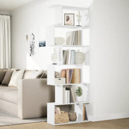 Berkfield Durable Room Divider Bookcase 6-Tier White 70X24X193 Cm Engineered Wood - thumbnail 4
