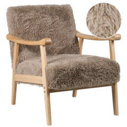 Beliani Armchair Leknes Faux Fur Taupe - thumbnail 1