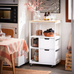 Sobuy Fkw111-Nw, Kitchen Trolley Cart Kitchen Storage Trolley Serving Trolley,w53Xd37Xh89.5 - thumbnail 2