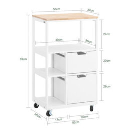 Sobuy Fkw111-Nw, Kitchen Trolley Cart Kitchen Storage Trolley Serving Trolley,w53Xd37Xh89.5 - thumbnail 3