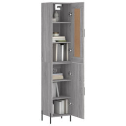 Berkfield Highboard Grey Sonoma 34.5X34X180 Cm Engineered Wood - thumbnail 3