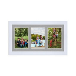 AK Frames 40X20Cm White Classic Multi Photo Frame With Silver Mount - Holds 3 Apertures (3X) 6X4 Photos - thumbnail 1