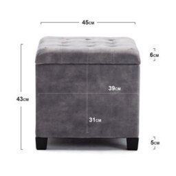 Hnnhome 45Cm Cube Cloud Velvet Padded Seat Ottoman Storage Stool Box, Footstool Pouffes Chair With Lids (Light Grey, Cloud Velvet) - thumbnail 3