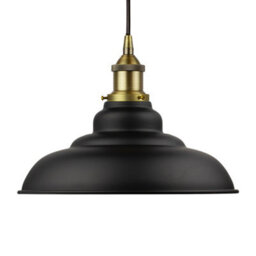 Matt Black St Edmund's Painted Dome Pendant Light With Matt Antique Brass Lamp Holder And Black Round Cable - Se Home