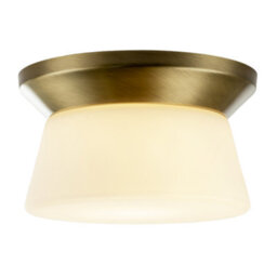 Happy Homewares Modern Antique Brass Led Bathroom Ceiling Light With Opal White Glass - thumbnail 2