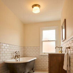 Happy Homewares Modern Antique Brass Led Bathroom Ceiling Light With Opal White Glass - thumbnail 6