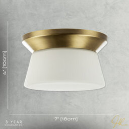 Happy Homewares Modern Antique Brass Led Bathroom Ceiling Light With Opal White Glass - thumbnail 7