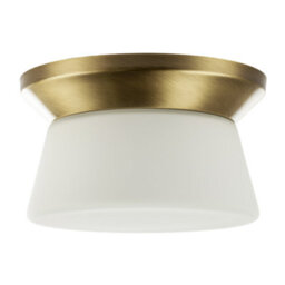 Happy Homewares Modern Antique Brass Led Bathroom Ceiling Light With Opal White Glass - thumbnail 1
