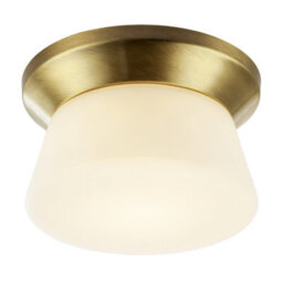Happy Homewares Modern Antique Brass Led Bathroom Ceiling Light With Opal White Glass - thumbnail 4