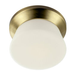 Happy Homewares Modern Antique Brass Led Bathroom Ceiling Light With Opal White Glass - thumbnail 5