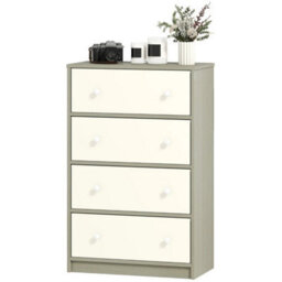 Chest Of Drawers 4 Drawer Dresser W/ 4 Fabric Drawers For Bedroom White And Grey - thumbnail 3